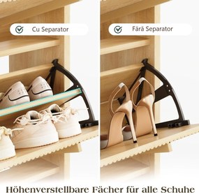 Pantofar maro ingust 70 cm cu 3 compartimente, pantofare cu Riflaje, depozitare pantofi, mobilier hol - PANM10