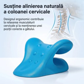 Dispozitiv tractiune cervicala memory foam pentru gat si postura, Alb