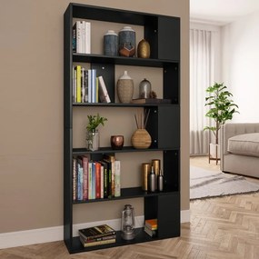 800100 vidaXL Bibliotecă/Separator cameră negru, 80x24x159 cm, lemn prelucrat