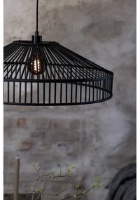 Lustră neagră cu abajur din bambus ø 70 cm Tapa – Markslöjd