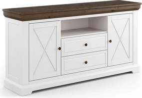 Comodă lemn masiv nuc Iris Alb/, 169 × 42 × 88 cm