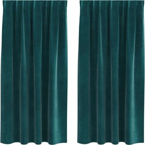 vidaXL Perdele opace 2 pcs Verde închis 140 x 175 cm Catifea