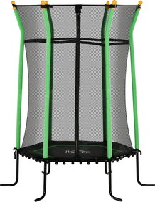 HOMCOM Trambulină Elastică pentru Copii 3-10 Ani cu Intrare cu Fermoar și Bare Căptușite, Ø163.5x190 cm, Verde | Aosom Romania