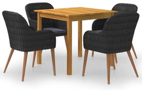 vidaXL Set mobilier de grădină, 5 piese, negru