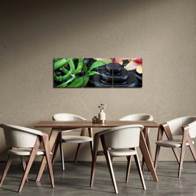 Tablou - Pietre și orhidee (cu ceas) (90x30 cm)
