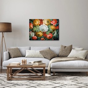 Tablou cu buchet pictat de flori (70x50 cm)