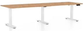 Masă înălțime reglabilă OfficeTech Long, 260 x 80 cm, picioare albe, stejar kraft