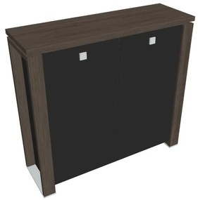 Dulap mediu Verno+ S 140 x 46 x 130 cm, uși de sticlă, stejar antracit / negru