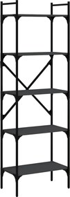 vidaXL Bibliotecă cu 5 niveluri, negru, 56x31,5x174 cm, lemn prelucrat