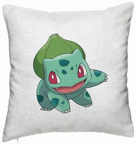 Perna Decorativa, Model copii Bulbasaur, 40x40 cm, Alb Murdar, Husa Detasabila, Burduf