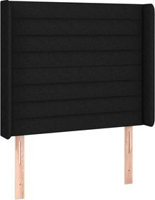 vidaXL Tăblie de pat cu aripioare, negru, 93x16x118/128 cm, textil