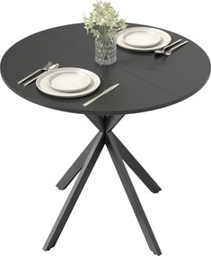 HOMCOM Masă rotundă de bucătărie, 80 cm, blat compact, placă aglomerată, metal, Negru | Aosom Romania