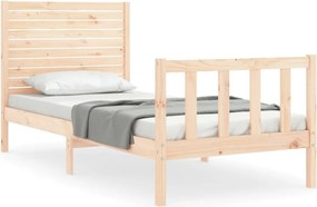 vidaXL Cadru de pat cu tăblie single, lemn masiv