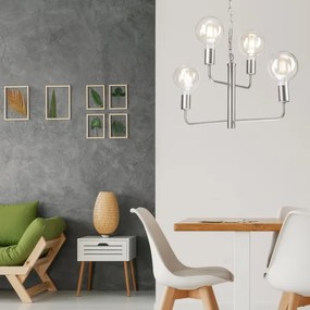 Lustră pe lanț ORLANDO 4xE27/60W/230V argintie