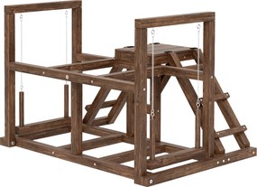 PawHut Suport pentru găini, bârne, rampe, leagăne, pentru 2-3 găini, lemn, maro | Aosom Romania