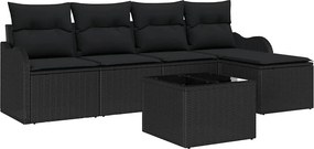vidaXL Set de canapele pentru grădină cu pernă 6 pcs Bej Rattan poli