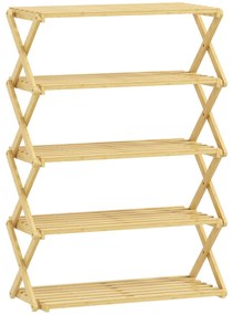HOMCOM Suport pentru Încălțăminte din Bambus cu 5 Nivele, Fără Asamblare - Natural | Aosom Romania