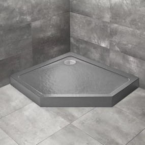 Cadita dus pentagonala Radaway Doros PT E Compact Stone 100x80 cm acril antracit stanga
