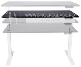 Birou reglabil electric TerrA3 s WHITE - profil pătrat, cadrul alb (Dimensiune blat: 100x60 cm, Culoare blat: Stejar negru 18mm)