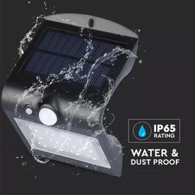 LED Aplică perete solară cu senzor LED/1.5W/3,7V IP65 negru
