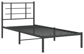 355553 vidaXL Cadru de pat metalic cu tăblie, negru, 90x190 cm