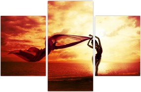 Tablou - Silueta femeii la apus de soare (90x60 cm)