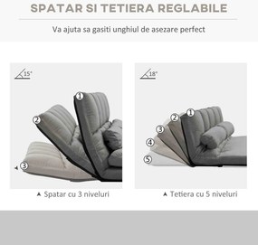 HOMCOM Divan de Podea 2 în 1 cu Spătar Reglabil în 7 Niveluri și Perne, 130x73x60 cm, Gri Carbonizat | Aosom Romania
