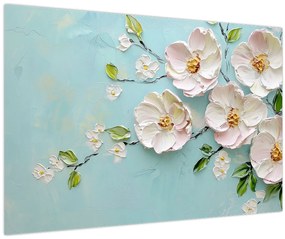 Tablou - Flori pe fundal albastru (90x60 cm)