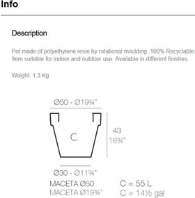 Set de 2 Ghivece plante design decorativ exterior/interior MACETA PLANTER 80×69cm