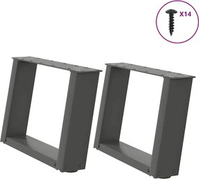 vidaXL Picioare pentru măsuță de cafea în formă de U, 2 buc., antracit, 50x(30-31) cm, oțel