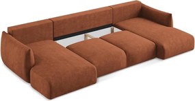 Colțar teracotă extensibil cu tapițerie din chenille (în formă de "U") Leila – Makamii