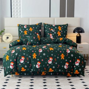 Lenjerie de pat din microfibra SNOWMAN AND GINGERBREAD verde Dimensiune lenjerie de pat: 70 x 90 cm | 140 x 220 cm