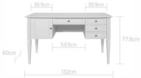 Birou elegant Ines alb L132 cm