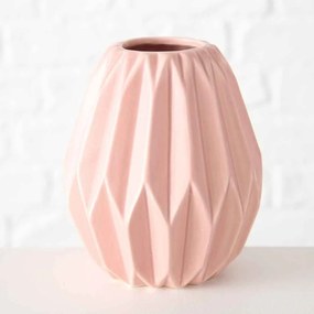 Vaza decorativa, 12x13 cm, ceramica, roz deschis