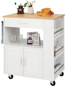 Cărucior de servire cu roți și 3 suporturi pentru condimente pe lateral