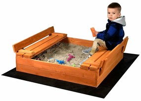 Baby Mix Groapă de nisip din lemn pentru copii cucapac și bănci, 100 x 100 cm