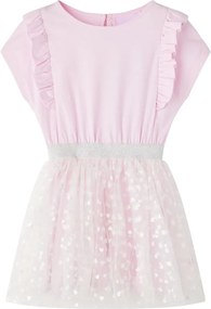 vidaXL Rochie copii volane, roz deschis, 116