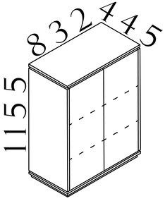 Dulap mediu Creator 83,2 x 44,5 x 115,5 cm, alb / wenge