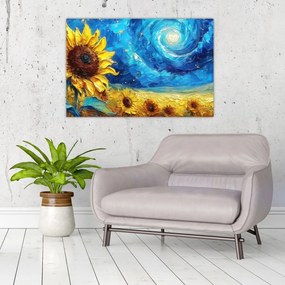 Tablou - Pictura floarea-soarelui (90x60 cm)