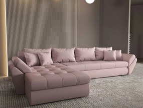 Colțar extensibil dumonde cu ladă de depozitare si sezut confortabil din spuma high-density, Loana XL Enjoy Flamingo 335x185 cm