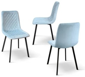 PAZZO DESIGN Set de 4 scaune Arianna albastre din catifea și picioare metalice | Aosom Romania