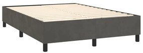 Pat box spring cu saltea, gri inchis, 140x190 cm, catifea Morke gra, 140 x 190 cm, Nasturi de tapiterie