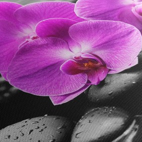 Tablou - Orhidee violet (cu ceas) (90x30 cm)