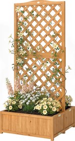 Outsunny Jardinieră cu grilaj din lemn pentru plante cățărătoare cu 2 cutii pliabile Base de Listones 73x70x170 cm Natural | Aosom Romania