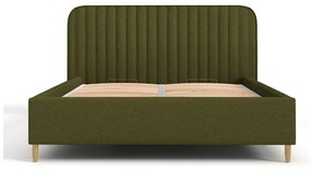 Pat matrimonial verde tapițat cu spațiu de depozitare cu somieră 180x200 cm Noto – Maison de Rêve