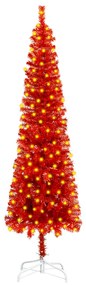 Brad de Craciun subtire cu LED-uri, rosu, 150 cm 1, Rosu, 150 x 43 cm