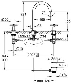 Baterie lavoar 3 elemente Grohe Atrio M dubla comanda antracit periat Hard Graphite