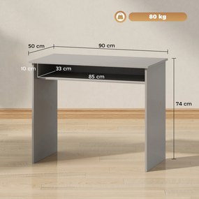 HOMCOM Birou pentru calculator simplu compact cu 1 etajeră, PAL, dim. 90l x 50P x 74H cm, gri | Aosom Romania