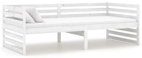 806946 vidaXL Pat de zi, alb, 90x200 cm, lemn masiv de pin
