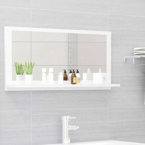 Oglinda de baie, alb extralucios, 80 x 10,5 x 37 cm, PAL Alb foarte lucios, 80 cm